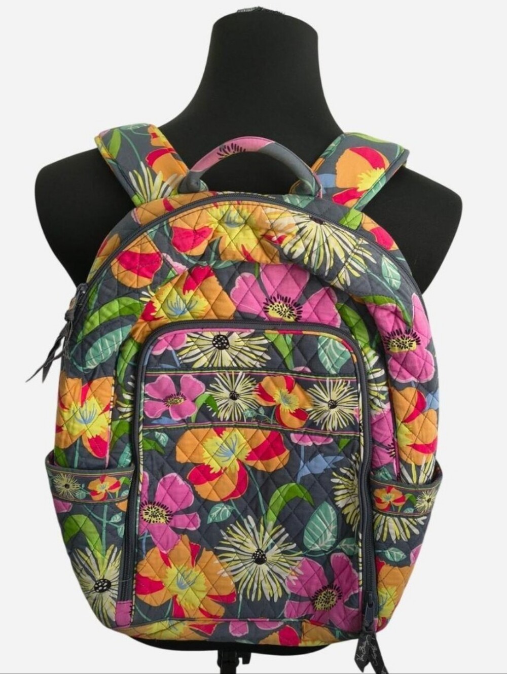 Vera Bradley Quilted Floral Backpack retired Jazzy Blue 2013